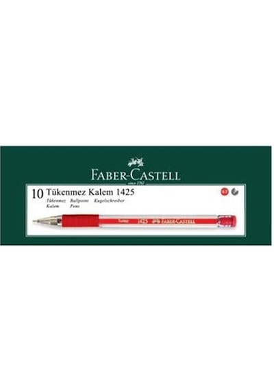 Faber Castell 1425 İğne Uçlu Kırmızı Tükenmez Kalem 10'lu Paket Çok Renkli