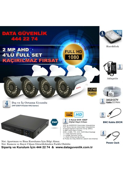4'Lü Full Hd Set Kamera Sistemi