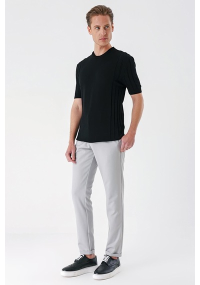 Efor Slim Fit Bisiklet Yaka Kısa Kol Siyah Triko Tr 869 Siyah