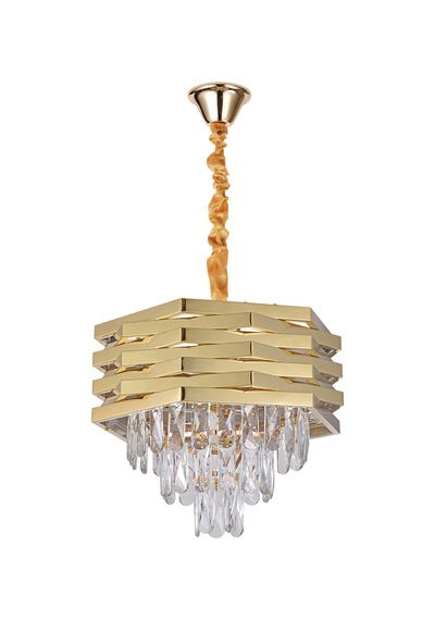 Corde 40'lık Gold Kaplamalı Kristal Avize Gold