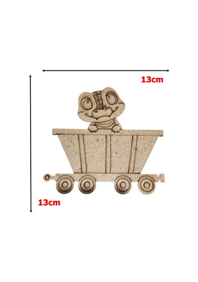 Boyanabilir Ahşap Vagonlu Dinozor Figürü 13x13 Cm 10 Adet
