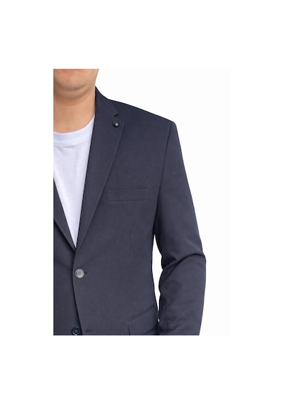 Erkek Slim Fit Mikro Dokulu Takım Elbise Çift Düğmeli Modern Kesim Lacivert