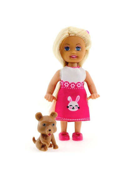 Cute Girl Kahverengi Köpekli Ve Sarışın Mini Bebek Nhr