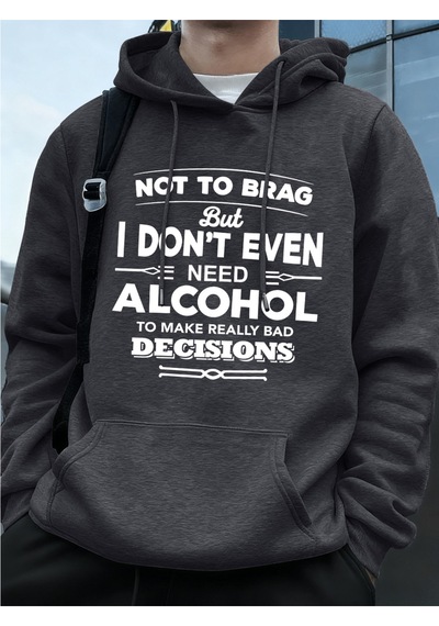 Startmore Startmoregerçekten Kötü Kararlar Verin Baskılı Erkek Kapüşonlu Üstü Sonbahar Bol Sweatshirt Hip Hop Ce Antrasit