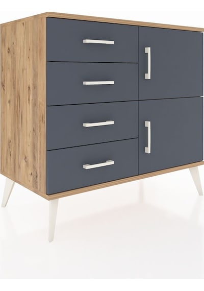 Hyperion Şifonyer Tek Raflı 4 Çekmeceli 2 Kapaklı 88x44x80 Çam-antrasit Antrasit Hyperion Şifonyer Tek Raflı 4 Çekmeceli 2 Kapaklı 88x44x80 Çam-antrasit Antrasit