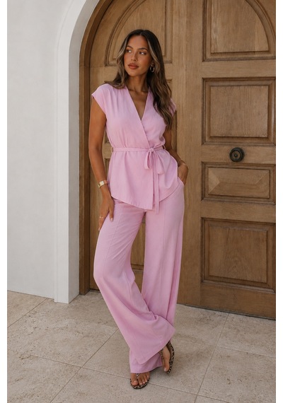 Seeh Pembe Basic Yelek Pantolon Takım Sh241 Standart