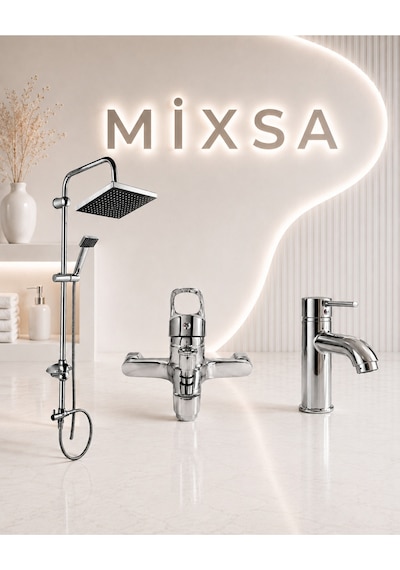 Lüx Premium Krom Robot Duş Seti Banyo-lavabo Bataryası 3'lü Set Avantajlı Modern Tasarımlı Premium Set