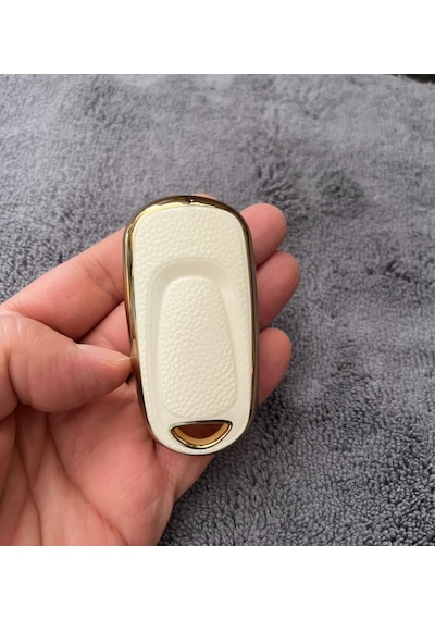 Opel Astra K İnsignia Uyumlu Silikon Anahtar Kılıfı Beyaz - Gold