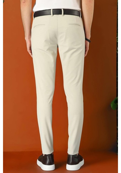 Efor Slim Fit Yan Cepli Düz Esnek Casual Taş Pantolon P 1144 Taş