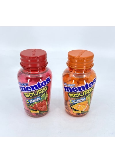 Mentos Sours Şekersiz Tatlandırıcılı C Vitaminli Çilek Ve Portakal Aromalı Tablet Şekerleme 49gr X 2 Adet