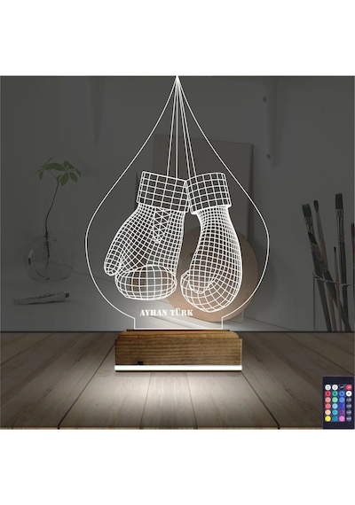 Luvivia Box Boks Boksör Kişiye Özel 3d Lamba - Masa Gece Lambası Şeffaf