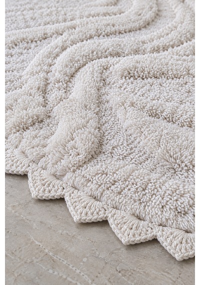 Alanur Bodrum Tufting Cotton Pamuklu El Işi Örgülü 90 X 90 Cm Paspas 113 Beyaz