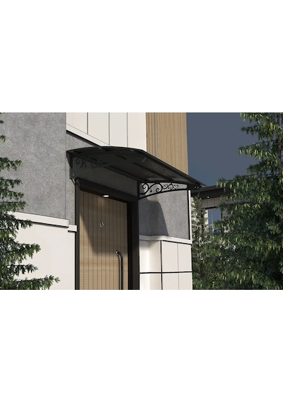Metal Taşıyıcılı Kapı Üstü Pratik Sundurma Antrasit - Siyah Levha 200 X 150 Md2 Antrasit Gri