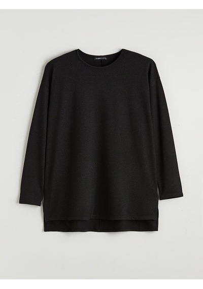 Lcw Everyday Siyah Büyük Beden Bisiklet Yaka Oversize Kadın Tişört