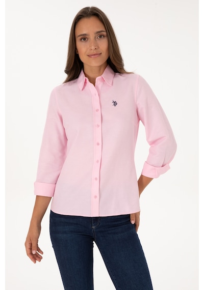 U.S. Polo Assn. Kadın Pembe Uzun Kollu Basic Gömlek 50316711-VR041