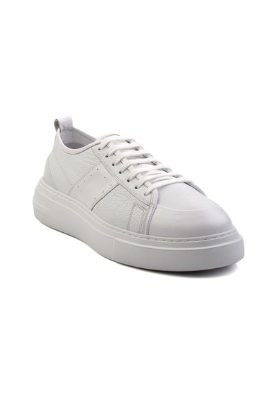 Bambi Beyaz Hakiki Deri Erkek Sneaker E01083018003 Beyaz