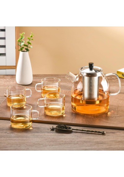 5oz Modern Cam Çay Fincanları 4'lü Set , 150ml Şeffaf Cam Çay Fincanı, Tealover İçin Saplı Küçük Kahve Finca Diğer