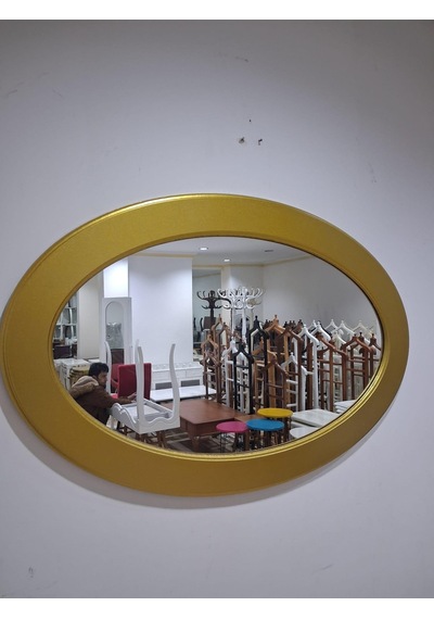 Ayna Oval 90673 Model Parlak Gold Renk Kayın Torna Kutu Sevk El Yapım Altın