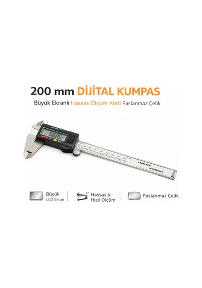 Senbang 200 Mm Dijital Kumpas Büyük Lcd Ekranlı Hassas Ölçüm Aleti Paslanmaz Çelik