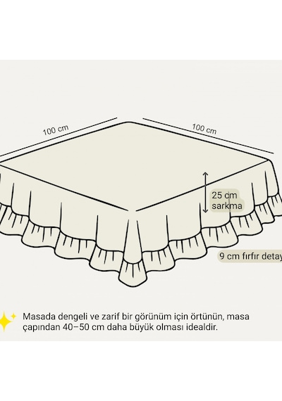 Gri Antrasit Keten Özel Seri Fırfırlı Masa Örtüsü