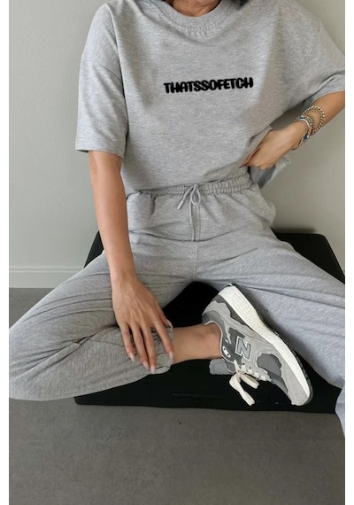 Thatssofetch T-shirt Eşofman Altı Jogger - Gri Baskı Alt Üst Eşofman Takımı Oversize Bisiklet Yaka Gri Thatssofetch T-shirt Eşofman Altı Jogger - Gri Baskı Alt Üst Eşofman Takımı Oversize Bisiklet Yaka Gri