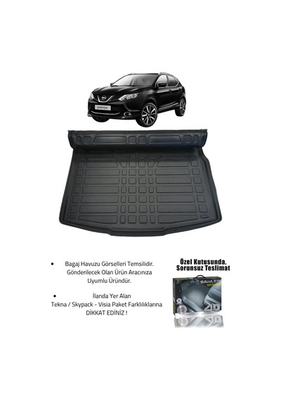 Sahler Nıssan Qashqai Tekna 2014-2021 Uyumlu 4.5d Premium Havuzlu Oto Paspas Ve Liner Marka 3d Bagaj
