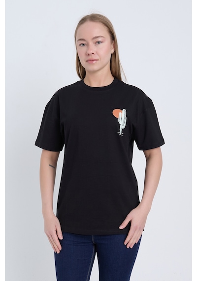 Velvoria Unisex Oversize Siyah Cactus T-shirt