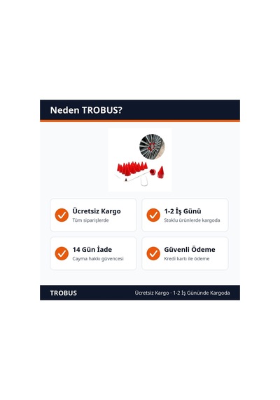 Trobus Sökme Aparatlı Sivri Bijon Kapağı Seti 20 Adet 19 Mm Kırmızı