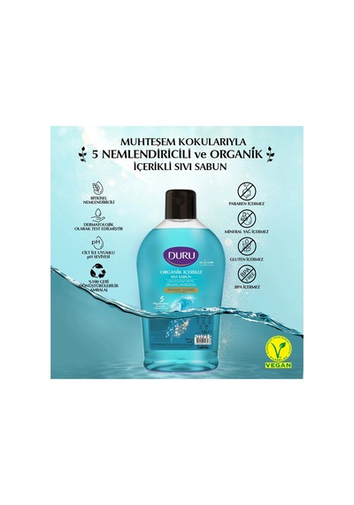 Organik İçerikli Okyanus Tazeliği Sıvı Sabun 1500 Ml 3 Adet