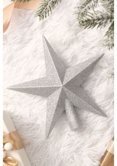 Karaca New Year Yılbaşı Yıldız Ağaç Başlığı Sİlver 20 cm