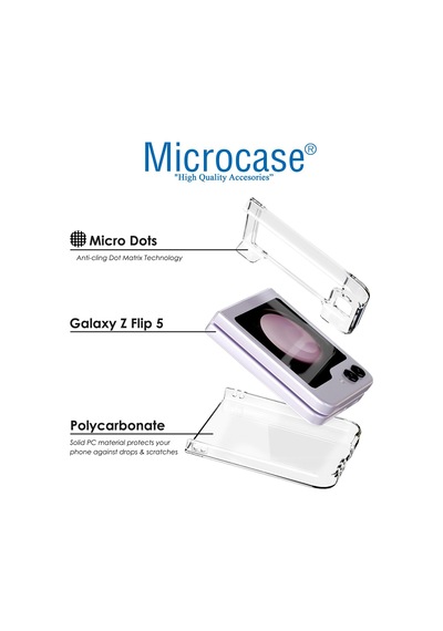 Samsung Galaxy Uyumlu Z Flip5 Sert Kristal Kapak Kılıf - Şeffaf Al3155