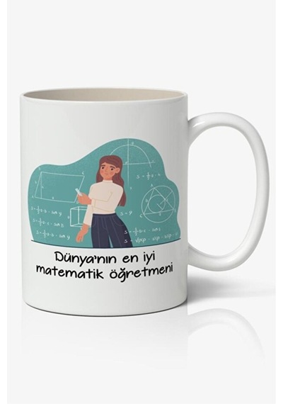 Matematik Öğretmeni 24 Kasım Öğretmenler Günü Temalı Beyaz Kupa Bardak Sevgiliye Arkadaşa Hediye Beyaz