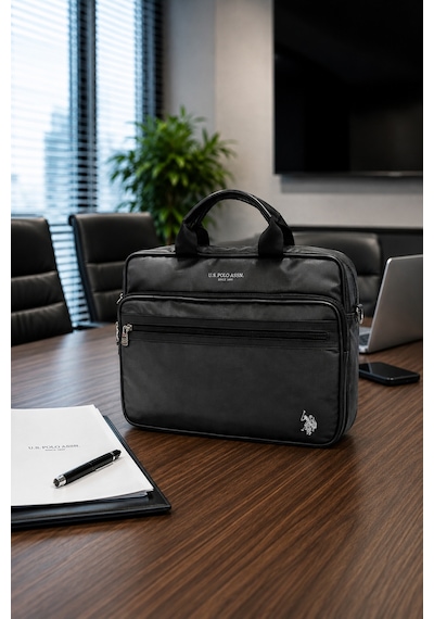 U.S. Polo Assn. U.s. Polo Assn. Laptop Bölmeli Evrak Çantası 15.6 İnç Şık Tasarım Omuz Askılı Ofis Çantası Plevr26037 Siyah
