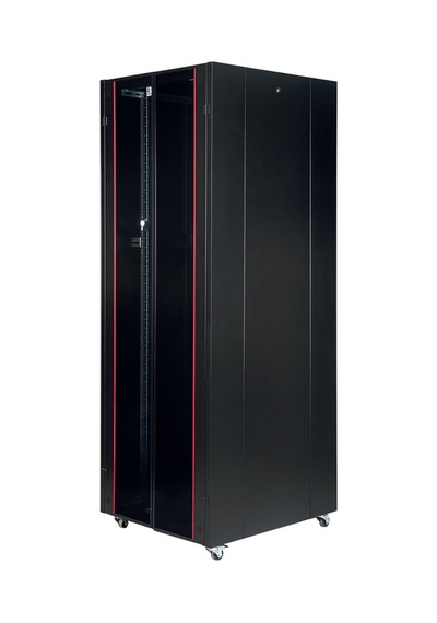 Lande Demonte 42u 800x1000 Hyperline Dikili Tip Rack Kabinet Siyah Ön Cam Kapak / Tekerlekli