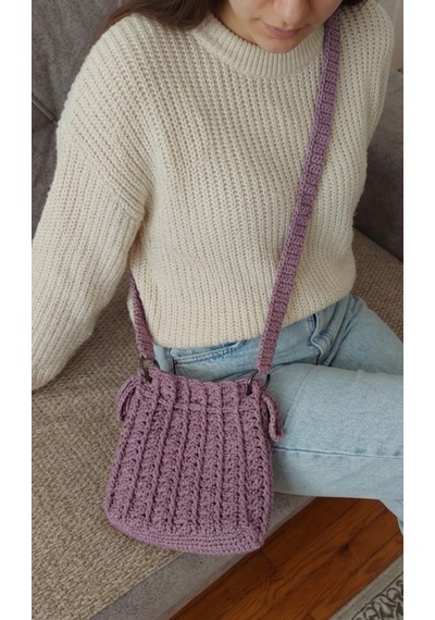 Alpinkutu El Örgüsü Kadın Çanta Pembe Mürdüm