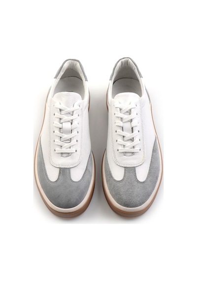 Bambi Beyaz Hakiki Deri Erkek Sneaker E01728358003 Beyaz