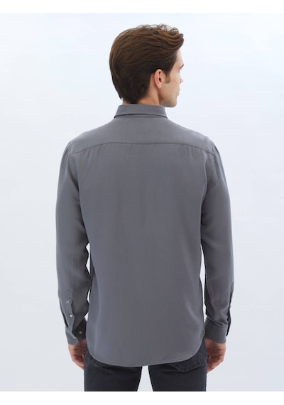 Kip Gri Fitilli Dokuma Casual Gömlek 4112030 Gri