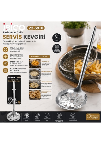 Krom Metal Servis Kevgir 27cm Çok Renkli