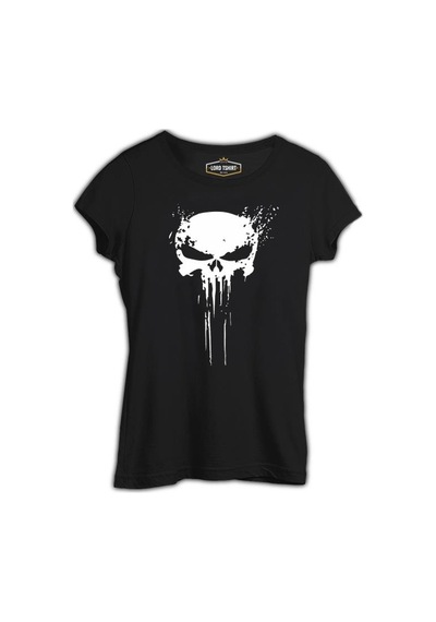 Punisher Skull Invisible Siyah Bayan Tshirt 001