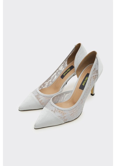 Derinet Tül Dantelli Kadın Stiletto Gümüş GÜMÜŞ