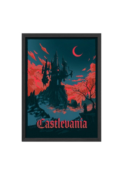 Castlevania Siyah Ahşap Çerçeveli Poster, Dekoratif Oyun Duvar Tablosu