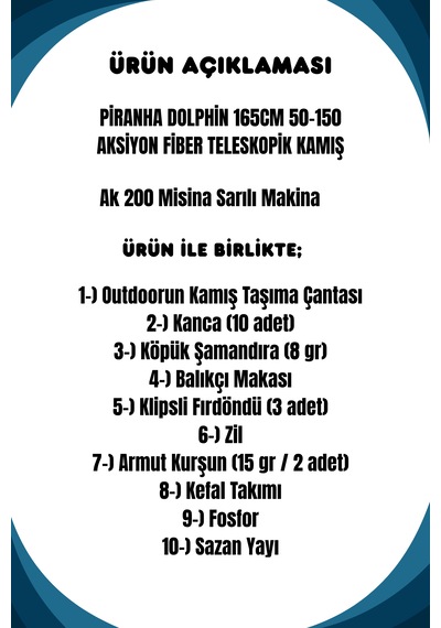 Piranha Dolphin 165cm 50-150gr Ak 200 Çocuk Olta Seti Kırmızı