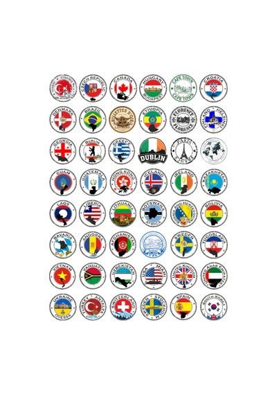 48 Adet Travel Pul Seyahat Ülkeler Sticker Seti - Etiket Seti Scrapbook Bullet Journal Çok Renkli