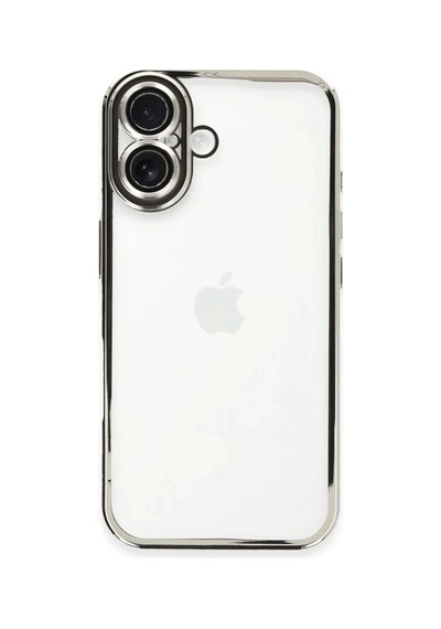 Apple Uyumlu iPhone 16 Plus Uyumlu Kılıf Lensli Silikon - Gümüş
