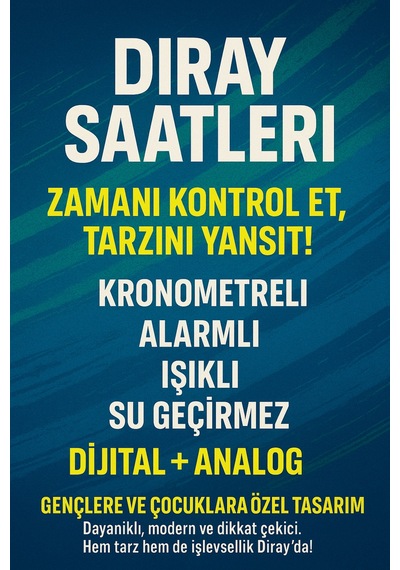 30 Metre Suya Dayanaklı Işıklı Alarmlı Kronemetreli Takvimli Çoçuk/genç Saati Mavi - 746680173 Siyah