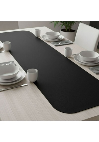 1 Adet Deri Runner Oval Kenarlı-40x140 Cm Siyah