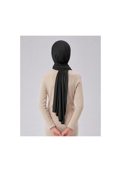 Sonbaharmoda Kız Çocuk Penye Şal, Viskon Likralı, 60x150 Cm, 10-12 Yaş, Tesettür Şal. Siyah