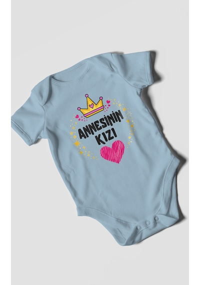 Morivokids Annesinin Kızı Kısa Kollu Bebek Body %100 Pamuk Bebe Mavisi
