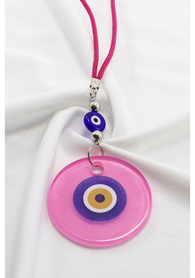 El Yapımı Yassı Cam Nazar Boncuklu Pembe Cam Nazarlı Araba Dikiz