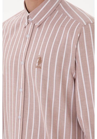 U.S. Polo Assn. Erkek Çizgili Camel Uzun Kollu Gömlek 50306347-VR015 U.S. Polo Assn. Erkek Çizgili Camel Uzun Kollu Gömlek 50306347-VR015